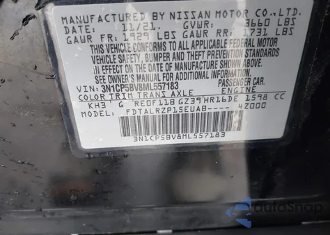 2021 Nissan Kicks S Xtronic Cvt из США, поврежденный, VIN 3N1CP5BV8ML557183